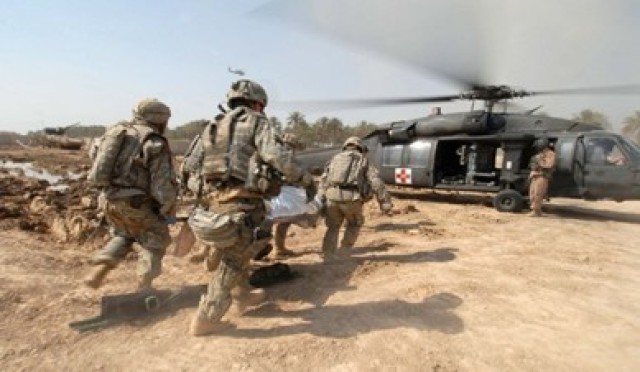 U.S. Army medical evacuation, or MEDEVAC, helicopters in Afghanistan and Iraq. The U.S. Army has perfected the medical evacuation with a 92 percent survival rate.