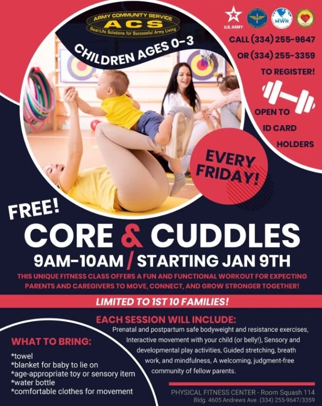 Fort Rucker's Core and Cuddles information flyer.