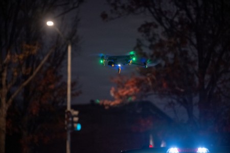 An unmanned aircraft system launches from a field location during a Joint Interagency Task Force 401 counter-unmanned aircraft system exercise in Washington, Nov. 21, 2025.