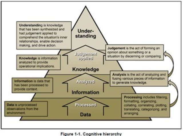 Figure 1-1, Cognitive hierarchy, from Army Doctrine Publication 3-13, Information.