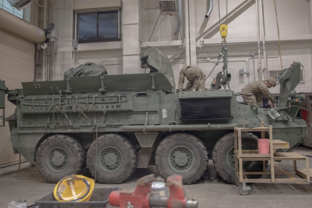 35th MST-S Soldiers Conduct Sustainment Maintenance on M1126 Stryker