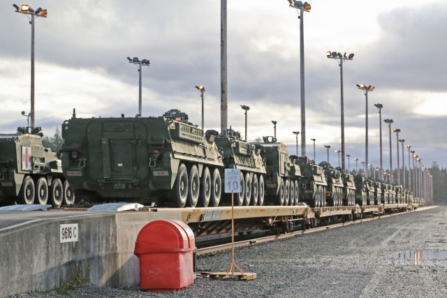 593d CSC Facilitates Railhead Operations for 2-2 KRF Bound Strykers
