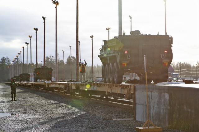 593d CSC Facilitates Railhead Operations for 2-2 KRF Bound Strykers