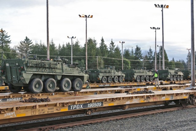 593d CSC Facilitates Railhead Operations for 2-2 KRF Bound Strykers