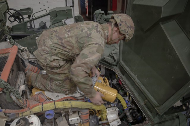 35th MST-S Soldiers Conduct Sustainment Maintenance on M1126 Stryker