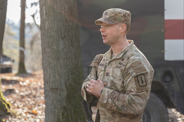 Army nurse promoted during field training exercise in Germany