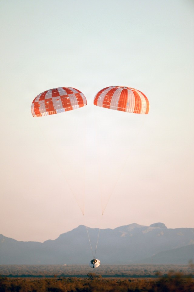 The Capsule Parachute Assembly System (CPAS) undergoes testing at U.S. Army Yuma Proving Ground on December 15, 2017.