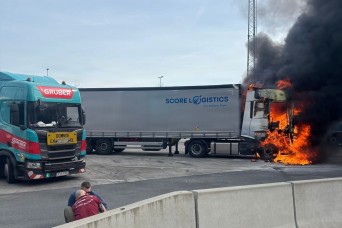 Army chaplain helps rescue Austrian motorist from truck fire