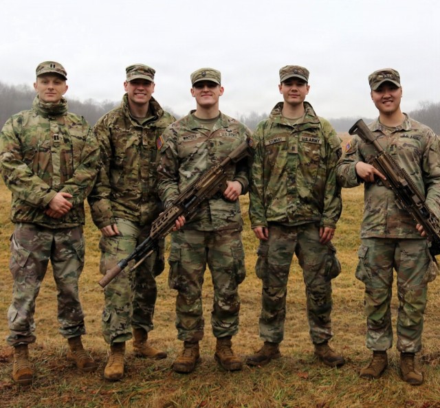 [L to R] Capt. Travis Chewning‑Kulick and Maj. Matthew Crocker with cadets Winters, Stewart, and Zhu of United States Military Academy at West Point's Mechanical and Aerospace Engineering Department