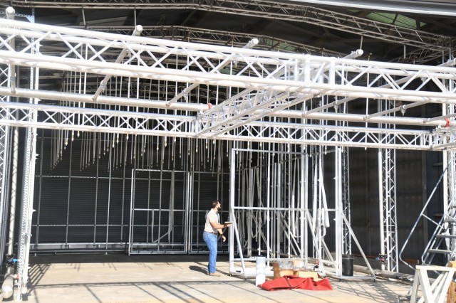The Metrology and Simulation Division at U.S. Army Yuma Test Center, which performs environmental simulation testing, recently built two rain units. The unit pictured is a stationary indoor system, the Enclosed Rain Array System (ERAS).