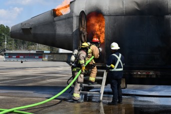 Fort Polk firefighters hone skills during Aircraft Live Fire training