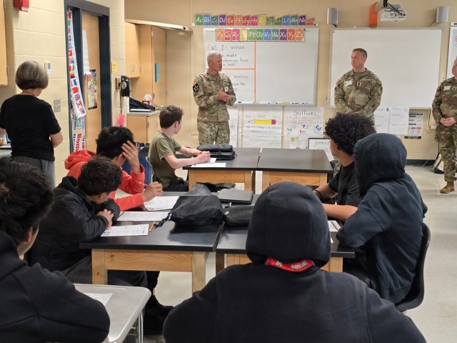 Fort Detrick Senior NCOs participate in West Frederick Middles School's career day