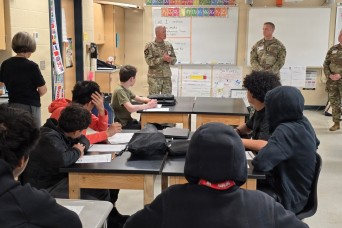 Fort Detrick Senior NCOs participate in West Frederick Middles School's career day