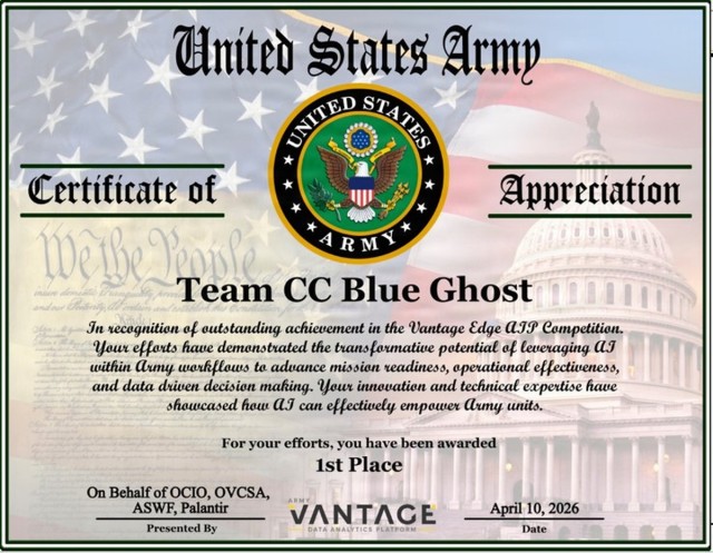 CCAD Wins Top Honors in Army-Wide AI Competition