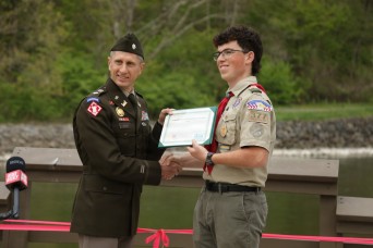 Local Boy Scout recognized for building accessible fishing pier at Blue Marsh Lake