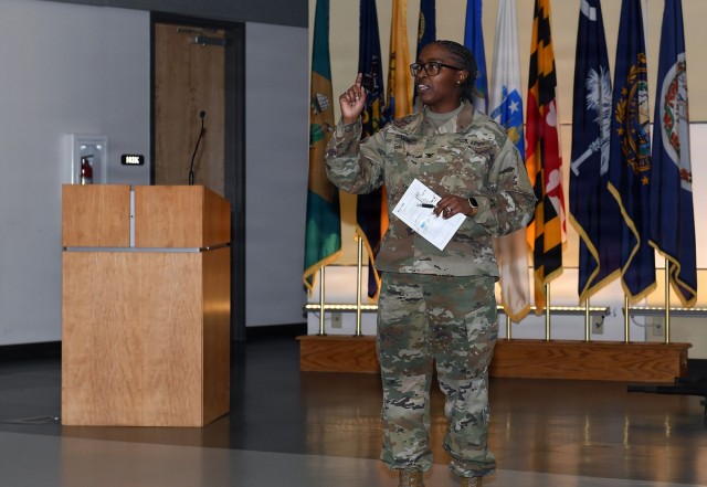 Col. Davis addresses the workforce