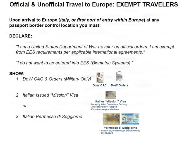 Official & Unofficial Travel to Europe: EXEMPT TRAVELERS