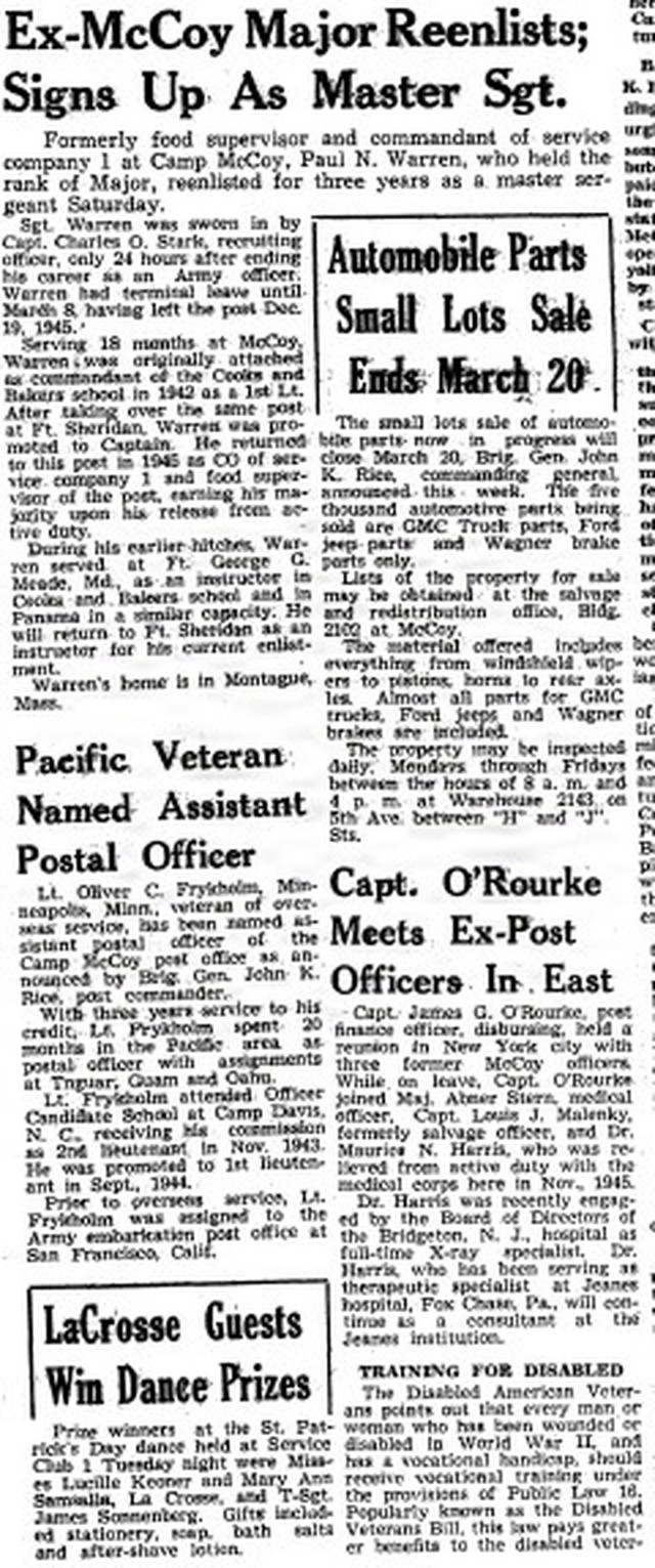 This Month in Fort McCoy History  — March