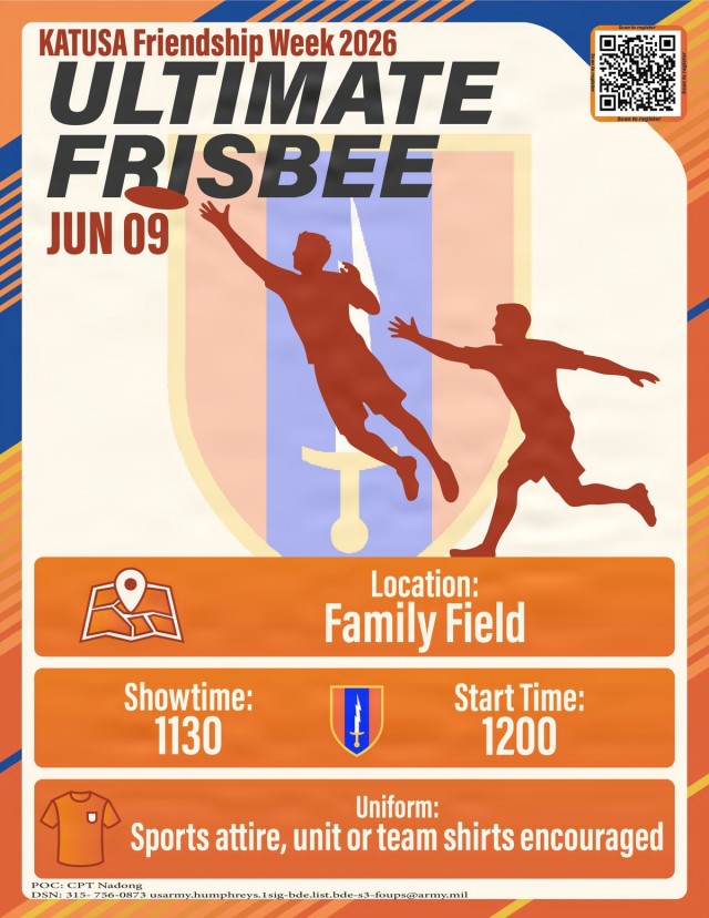 1st Signal Ultimate Frisbee for KATUSA Friendship Week 2026 at Camp Humphreys