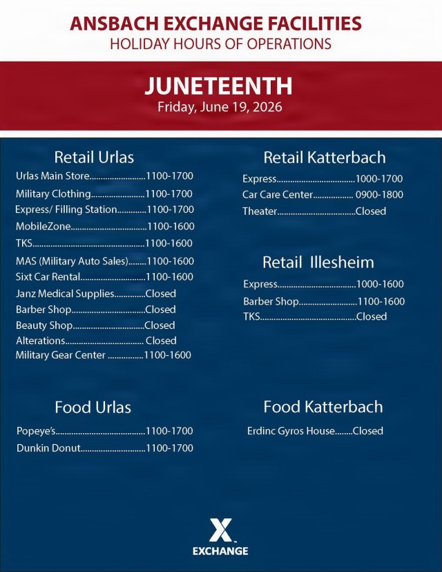 Ansbach Exchange Juneteenth hours