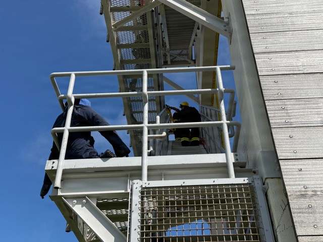 Firefighters conduct rescue training at Torii Station