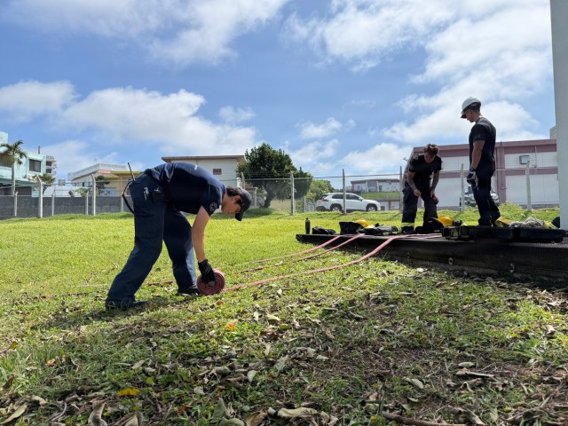 Firefighters conduct rescue training at Torii Station