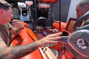 Waterborne Steel: 5th Transportation Company Works Fast Rescue Boat & Temporary Parts
